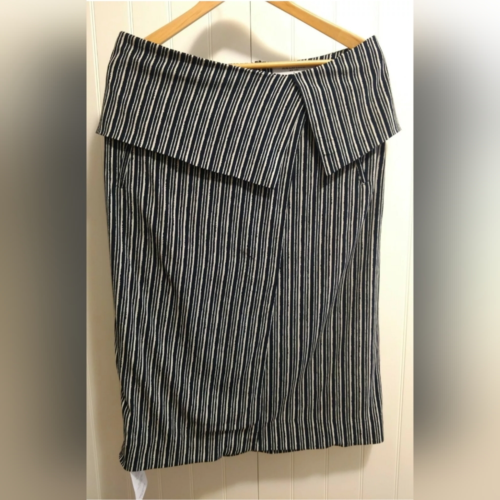 NWT MM.LaFleur The Montgomery Skirt in Thick Stripe (Navy/Ivory), Sz 8 - Picture 9 of 12